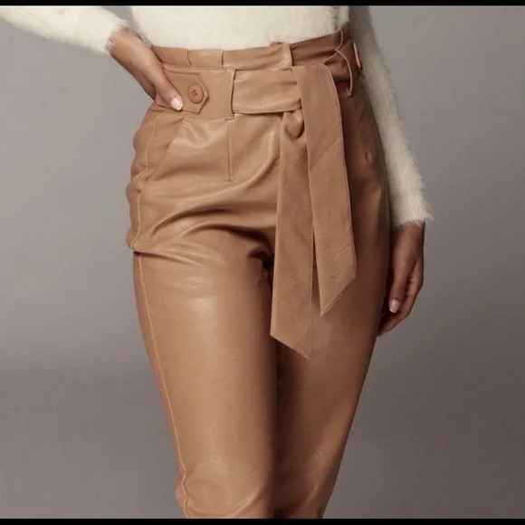 Jluxlabel Faux Leather Tan Nude Pants - Picture 5 of 10